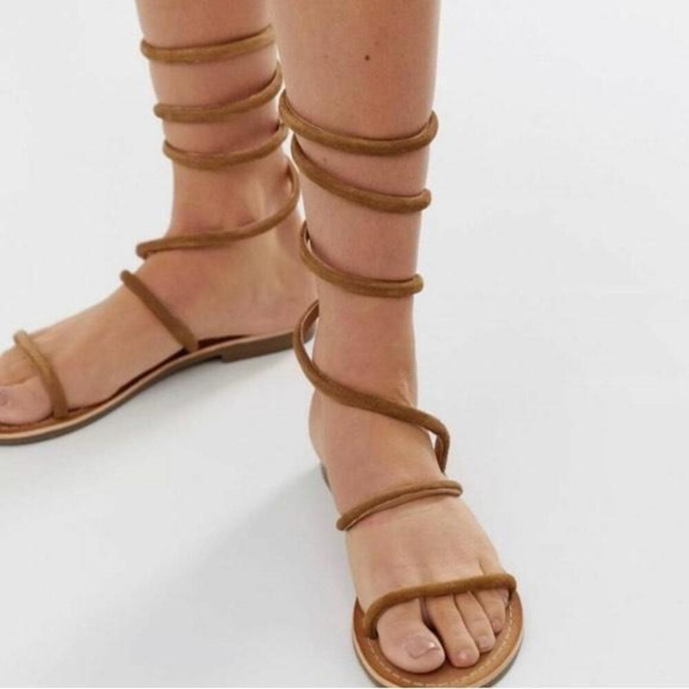 Free People Havana Sandals Womens Size 36 Taupe Gladiator Lace Up Boho festival